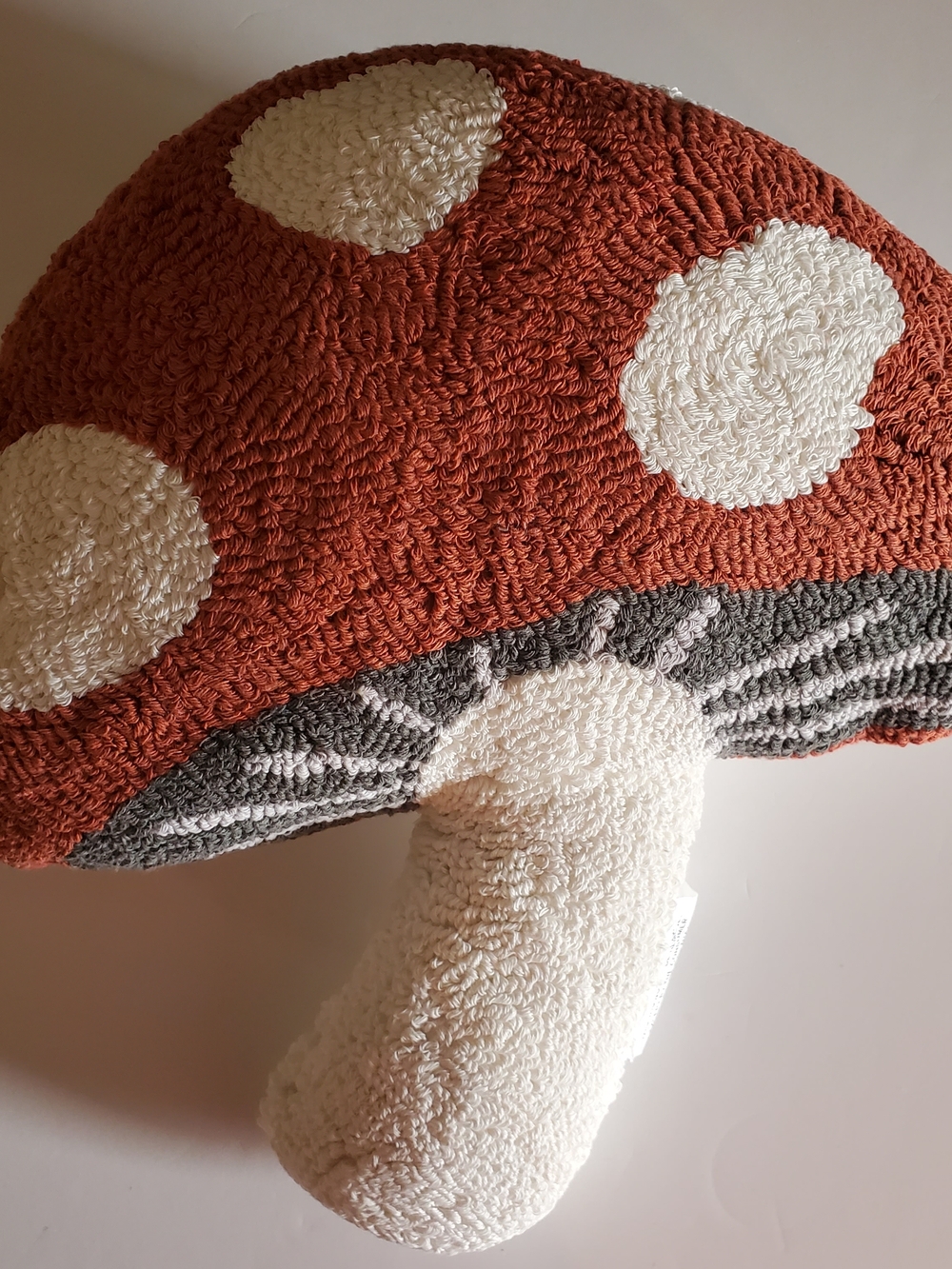 Textured Mushroom Accent Throw Pillow - Red and White